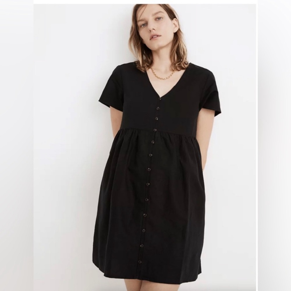 Madewell Linen-Blend Alexandra Button-Front mini dress